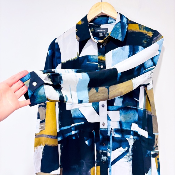 LE CHÂTEAU Brown and blue blouse - Picture 6 of 8